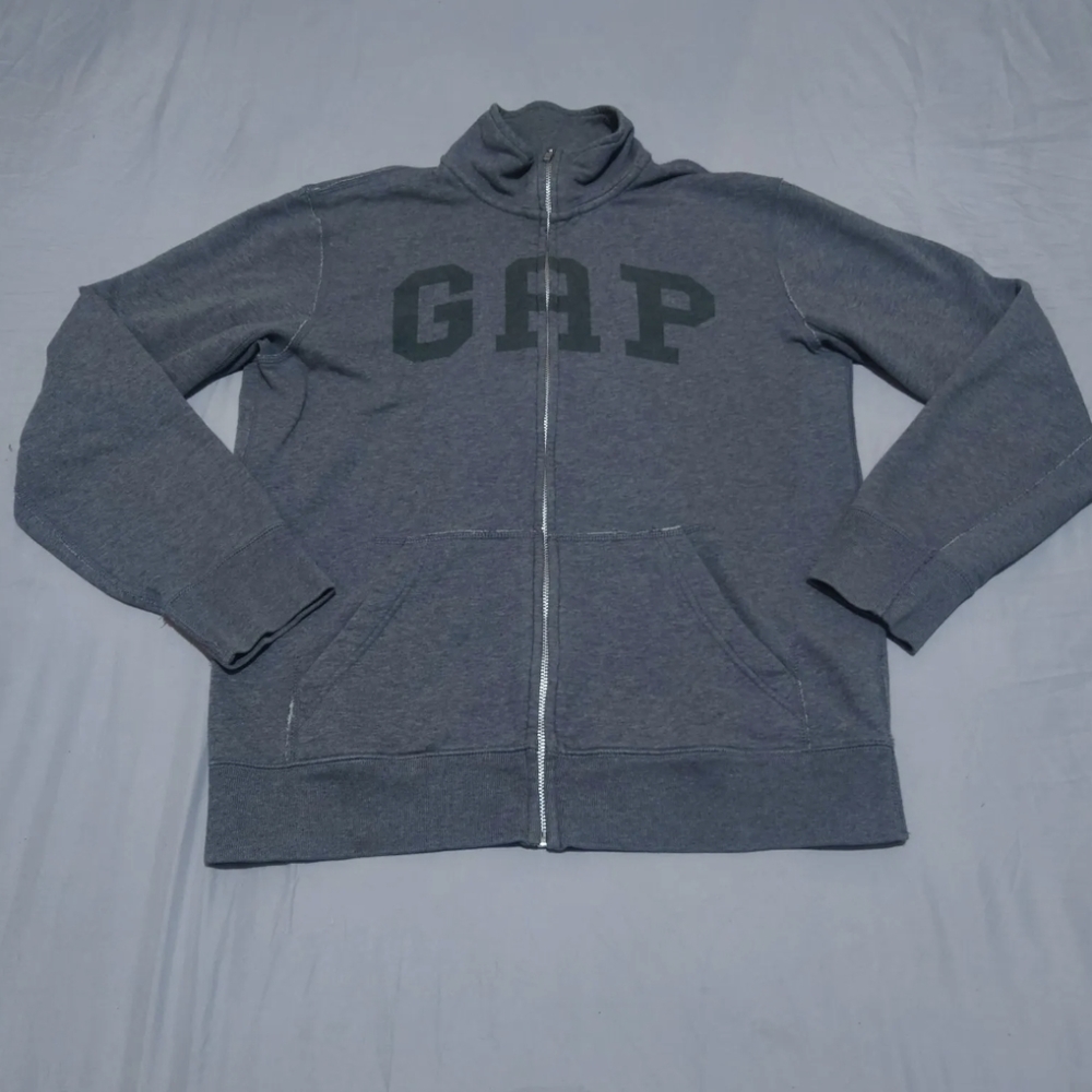 GAP Tracksuit Jacket Men's Medium Long Sleeve Full Zip Grey Spell Out - Picture 1 of 7